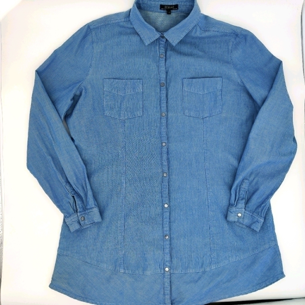 Renuar Chambray Button Down L tunic